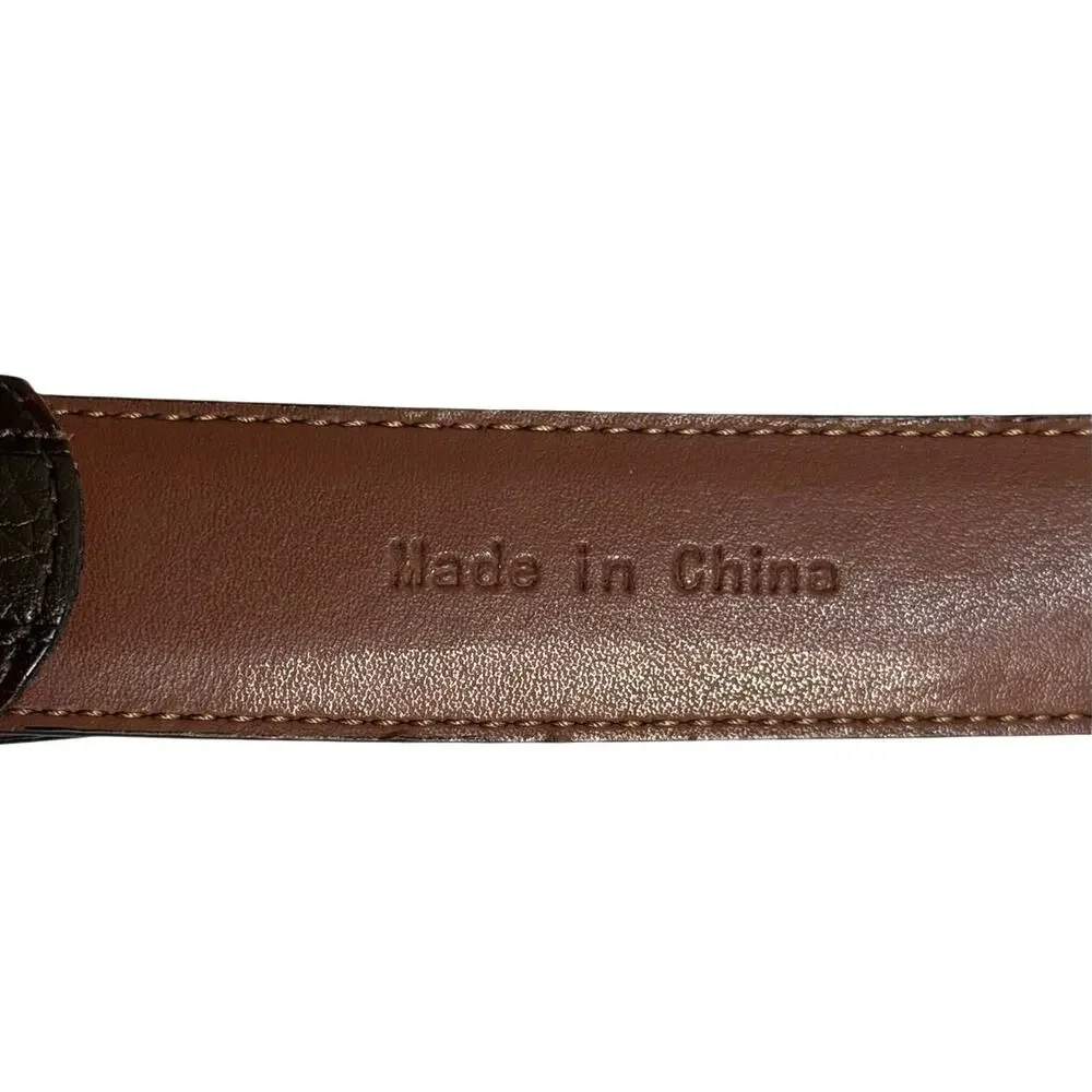 Johnston and Murphy brown kipskin leather silver buckle men’s belt size 36